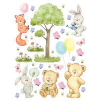WANDTATTOO Wald mit Waldtieren 85 x 65 cm - Multicolor, Papier (85/65/65cm) - Sanders & Sanders