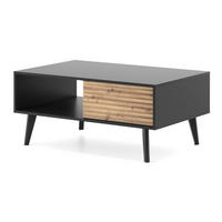 COUCHTISCH Saskatoon L104, Modernes Design, Eiche, Schwarz - Eichefarben/Eiche Artisan, Holz/Holzwerkstoff (68/104/46cm) - Komodee