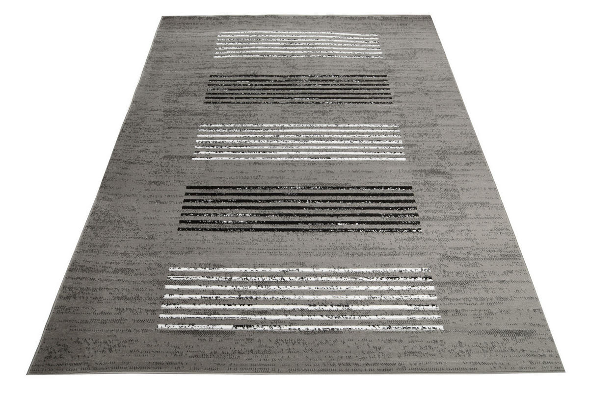 TEPPICH LUXURY Grau Geometrisch Streifen 140/200 cm - Grau, Textil (140/200cm) - Tapiso