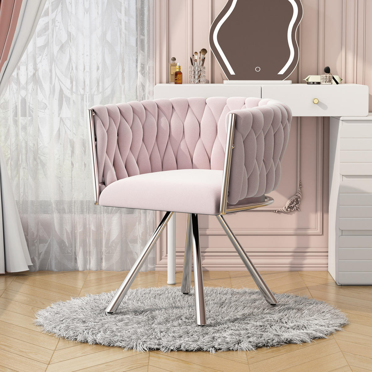 SESSEL DE-35711 360° drehbar mit Samtbezug Rosa - Pink, Metall (59/72/54cm) - ComfortXL