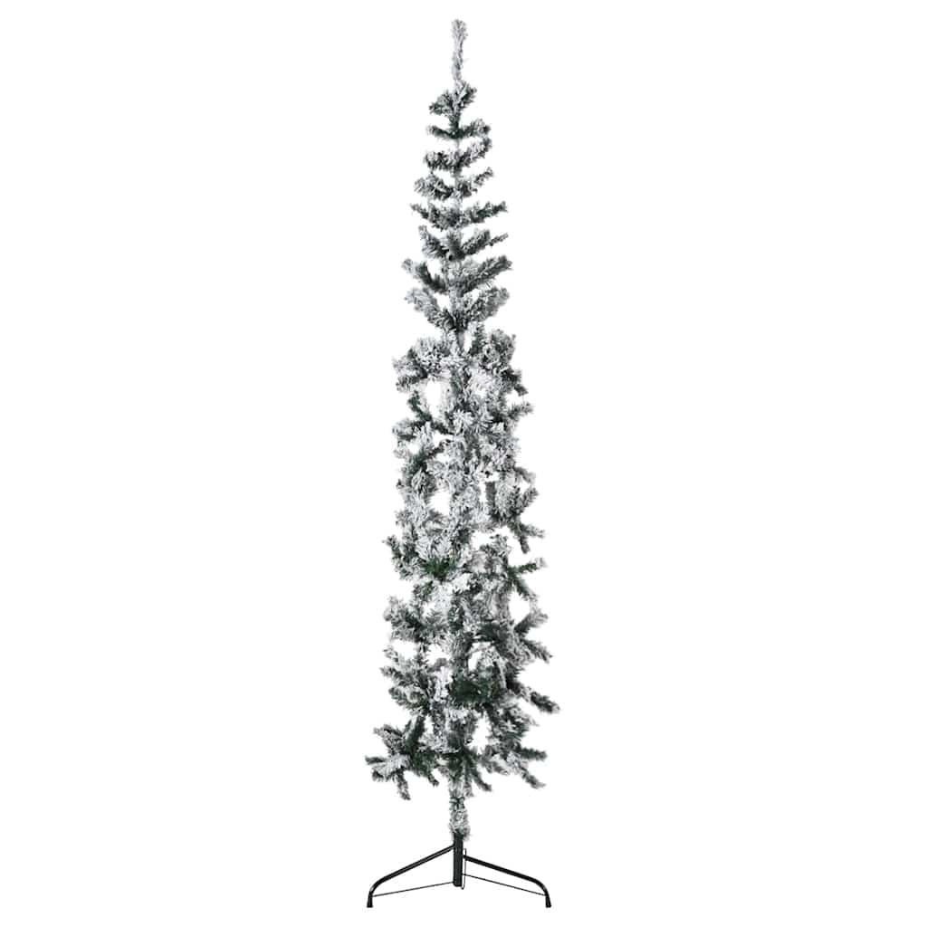 KÜNSTLICHER Halb-Weihnachtsbaum mit Schnee Schlank 210 cm - Grün, Kunststoff (210cm) - furnicato