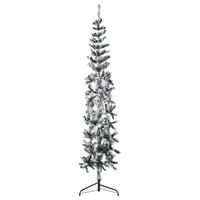 KÜNSTLICHER Halb-Weihnachtsbaum mit Schnee Schlank 210 cm - Grün, Kunststoff (210cm) - furnicato