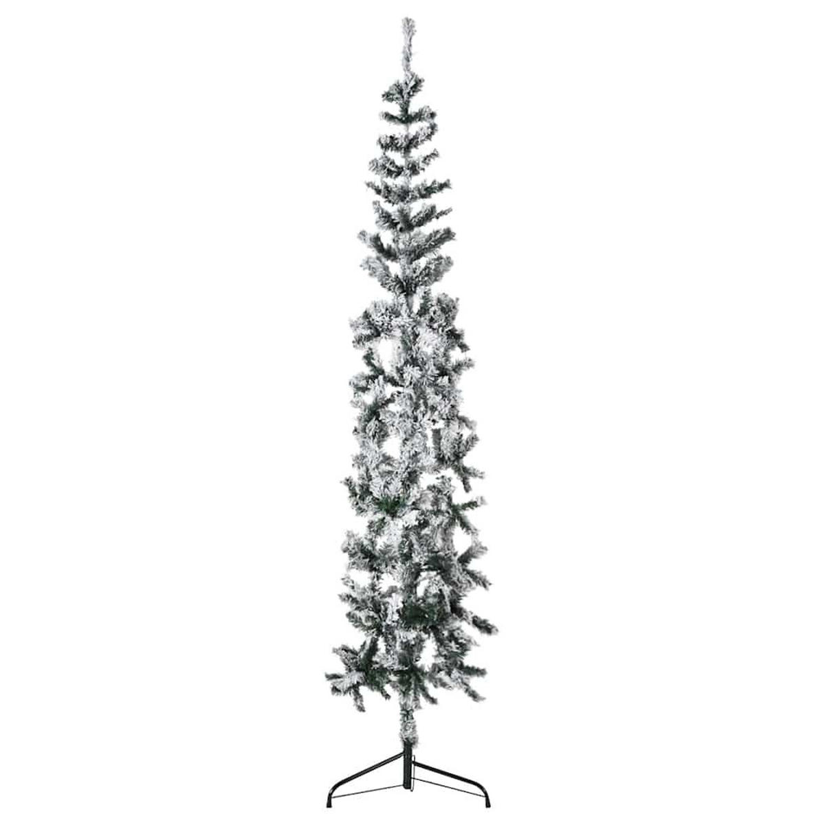 KÜNSTLICHER Halb-Weihnachtsbaum mit Schnee Schlank 210 cm - Grün, Kunststoff (210cm) - furnicato