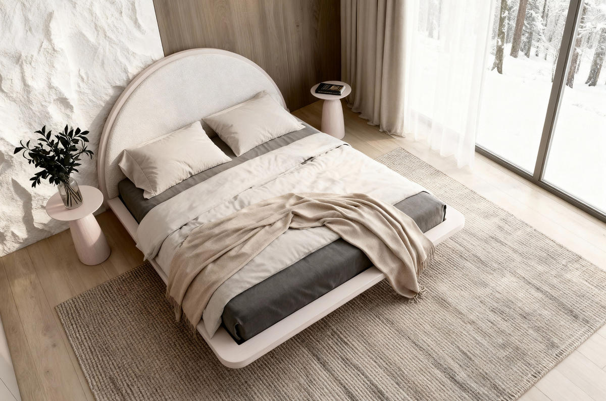 MASSIVHOLZBETT Momoko 120/200, schwebende Optik, Buche - lackiert, Weiß - Weiß, Holz/Buchenholz (120/200cm) - Visby