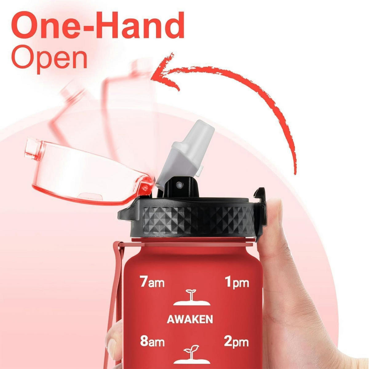 TRINKFLASCHE 1000 ml Rot BPA-frei Tritan Auslaufsicher mit Trageriemen - Rot, Kunststoff (8.4/8.4cm)