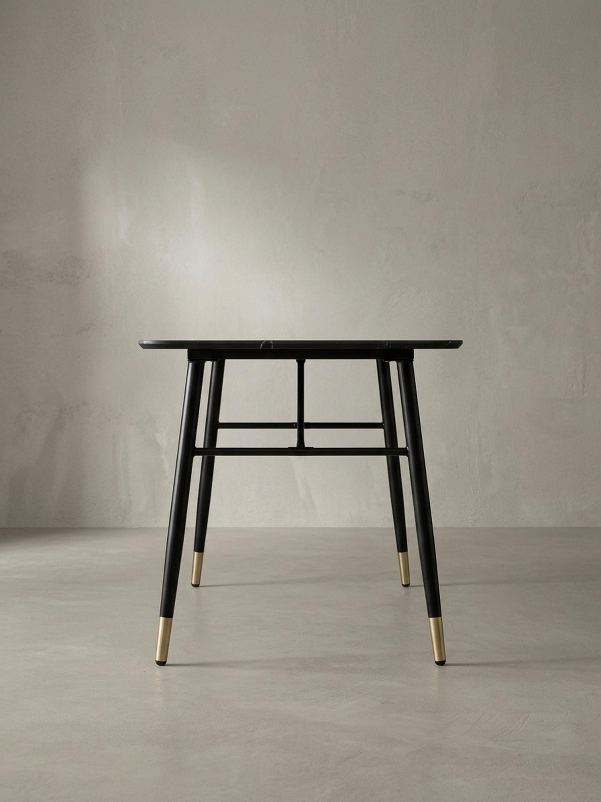 ESSTISCH Marmoroptik Metall Rechteckig Modern Klein, Schwarz 140x80x76 cm - Goldfarben/Schwarz, Holzwerkstoff/Metall (80/140/76cm) - KADIMA DESIGN