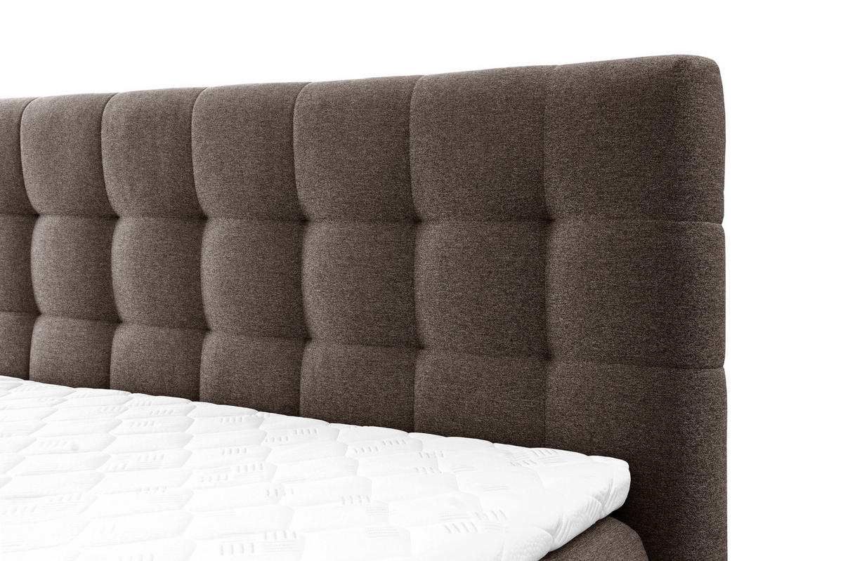 BOXSPRINGBETT BLAKE Bonellmatratze Topper 140x200 Braun - Braun, Holz (140/200cm) - Furnistar
