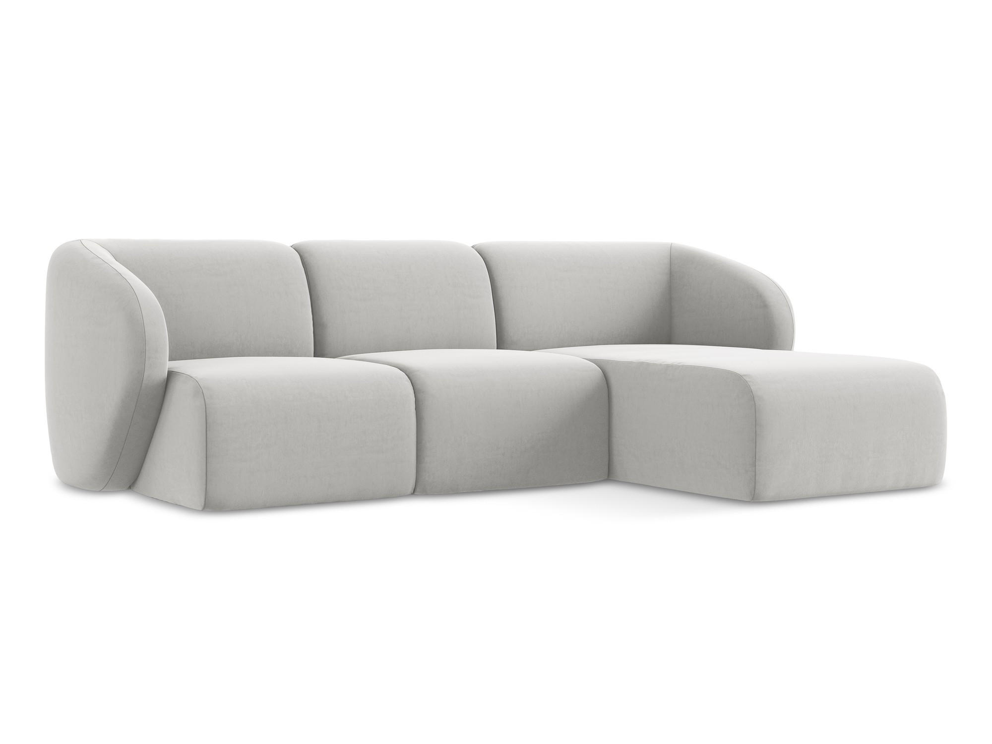 ECKSOFA Rechts Samt Stoff Grau - Silberfarben/Schwarz, Holzwerkstoff/Kunststoff (248/166cm) - Makamii