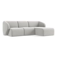 ECKSOFA Rechts Samt Stoff Grau - Silberfarben/Schwarz, Holzwerkstoff/Kunststoff (248/166cm) - Makamii