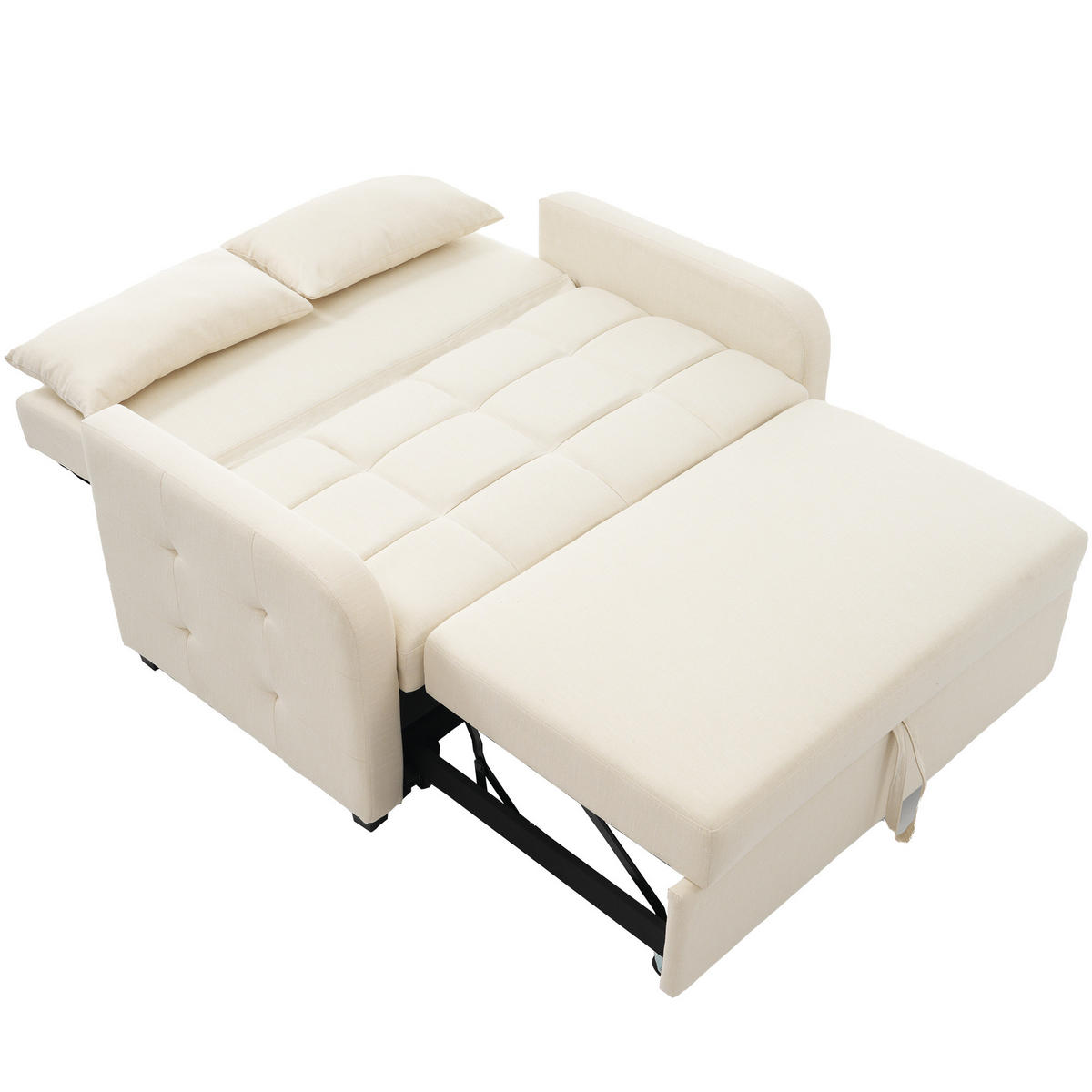 SCHLAFSESSEL Multifunktionales Klapp mit verstellbarer Rückenlehne Beige 127/75/94 cm - Beige, Kunststoff (127/94/75cm) - OKWISH
