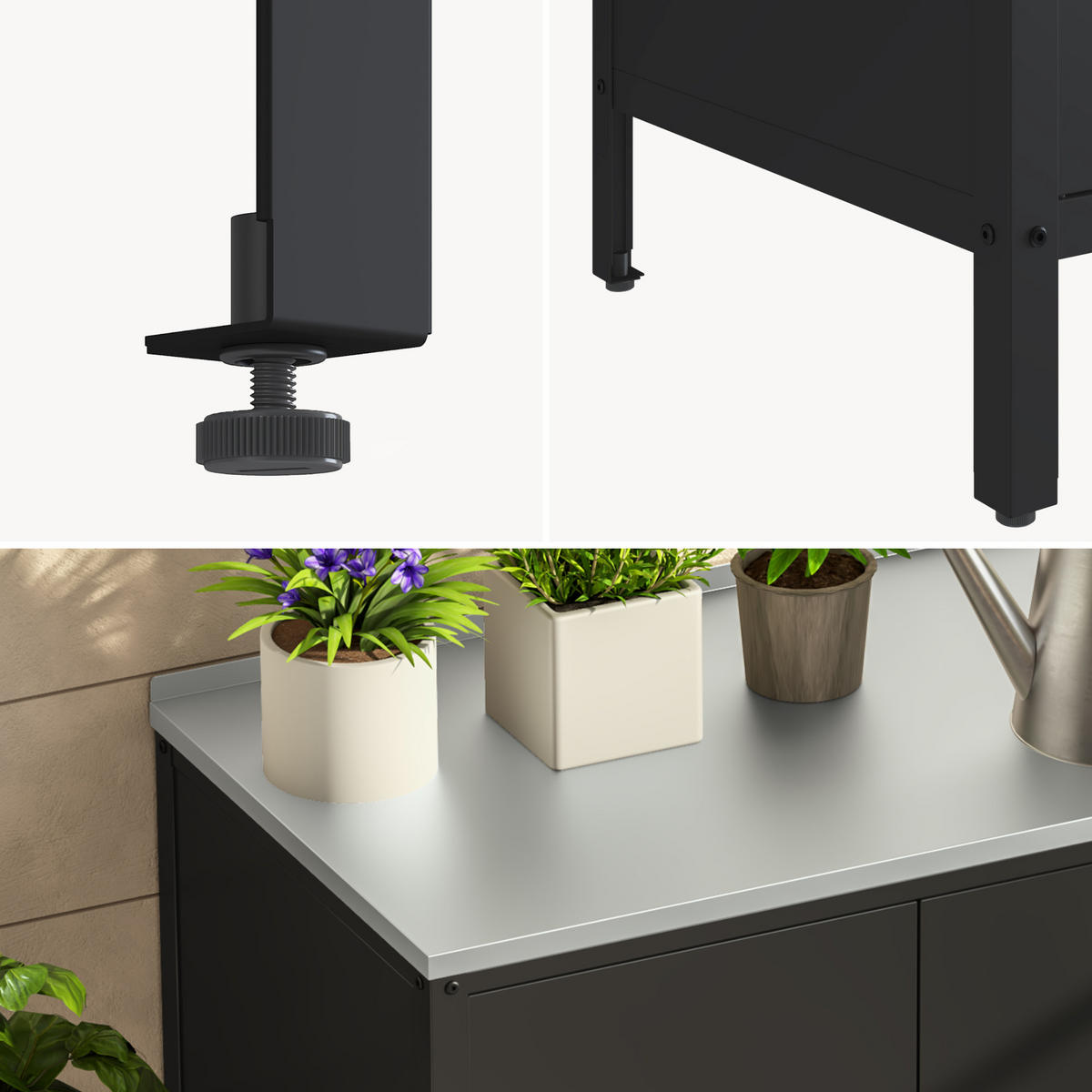 VENKOVNÍ SKŘÍŇ Bolognano - černá, kov (80/92/50cm) - casa.pro