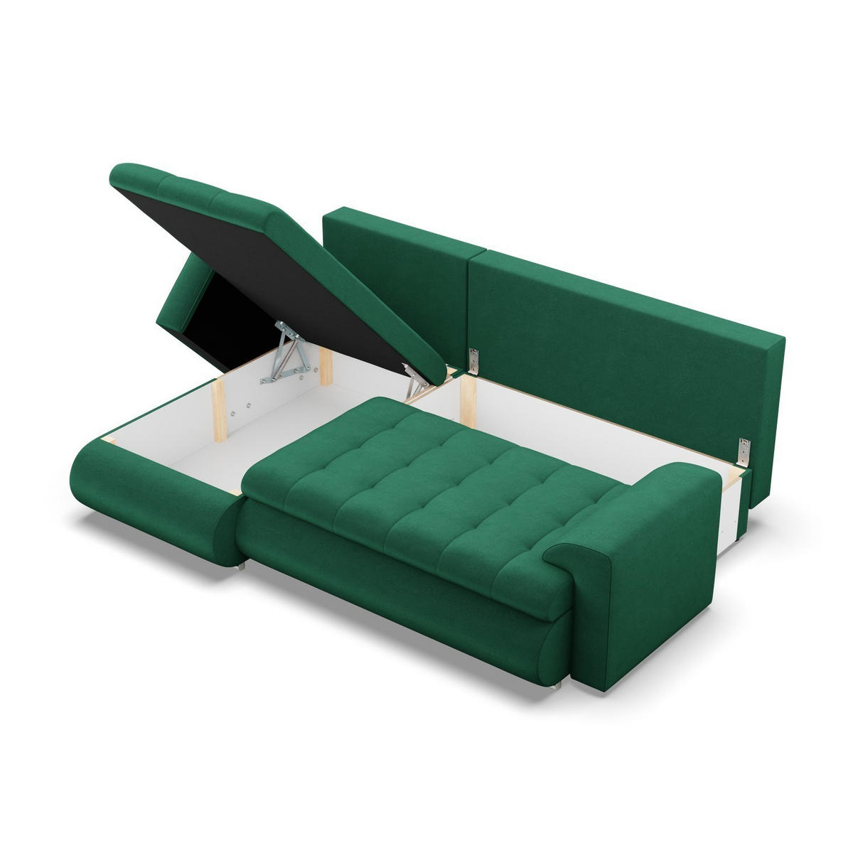 ECKSOFA LINKS MIT SCHLAFFUNKTION FORESTA, Dunkelgrün - Dunkelgrün, Textil (230/159cm) - Mebligo