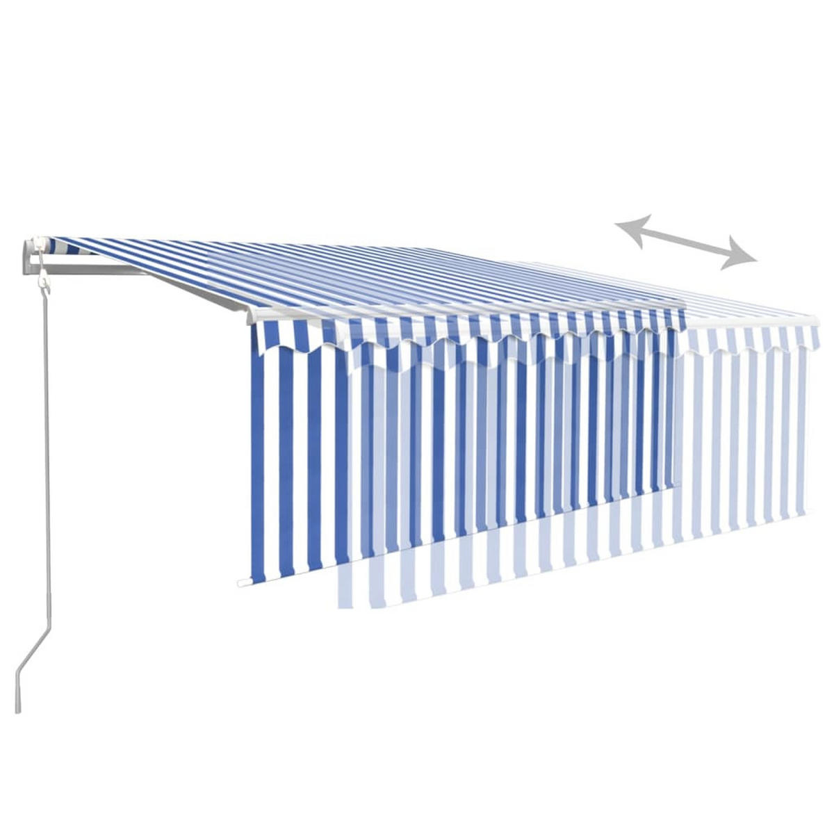 MARKISE Automatisch Einziehbar mit Volant 3,5x2,5 m Blau - Blau, Metall (250/1/350cm) - furnicato