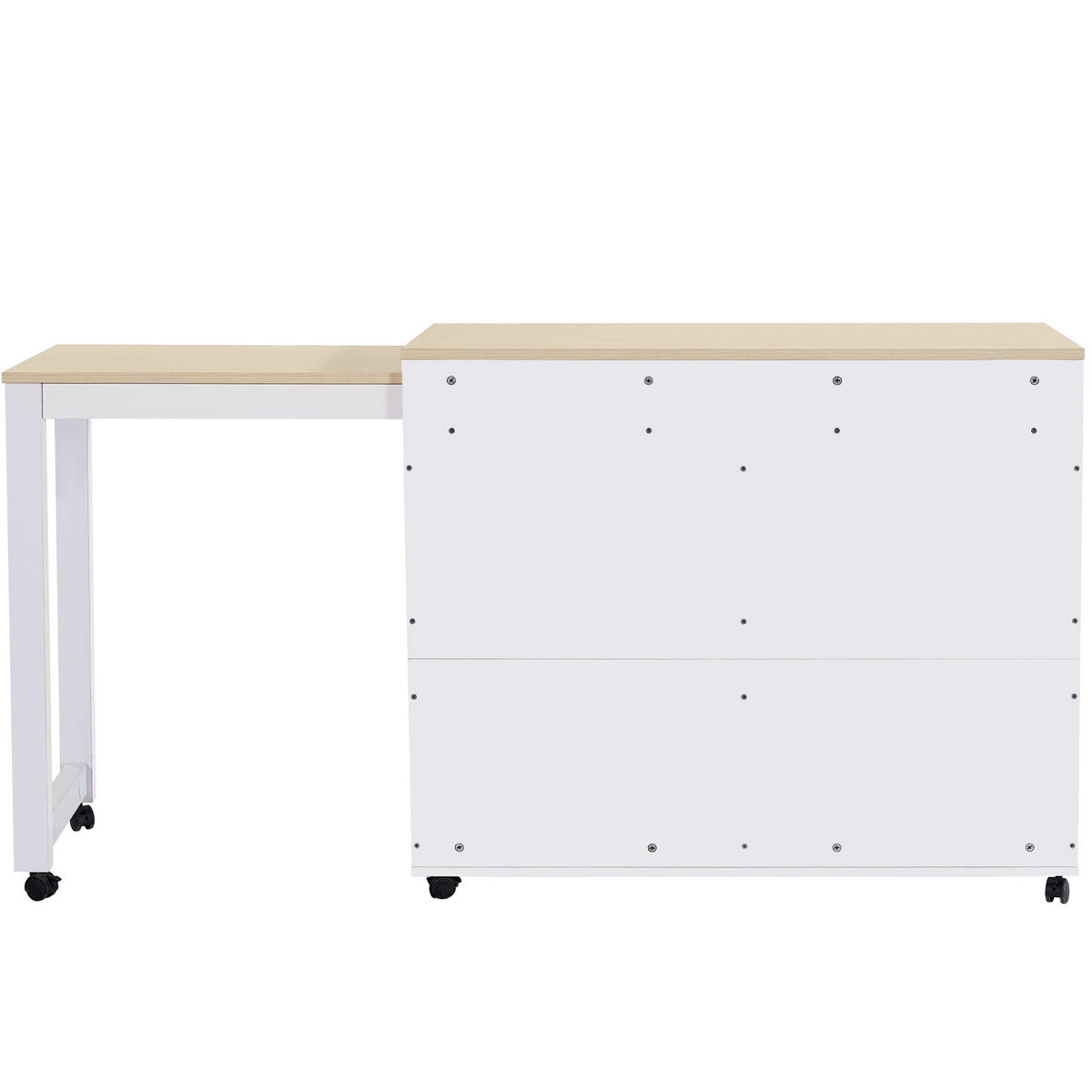 BARTISCH 117-180/50/94,6 cm in Weiß mit Ablagefächern und ausziehbarer Platte - Weiß, Holzwerkstoff (117/50/94.6cm) - BEAOK