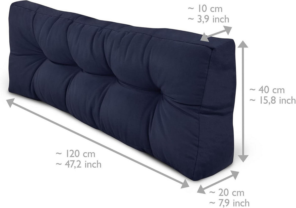 PALETTENKISSEN ECO Style Sitz 120x80x15cm Dunkelblau + Rücken (1tlg) - Dunkelblau, Textil (80/15/120cm) - Beautissu 