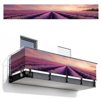 BALKON-SICHTSCHUTZ Lavendelfeld - Sonnenuntergang - Lila - Blumen - Violett, Kunststoff (500/80cm) - MuchoWow