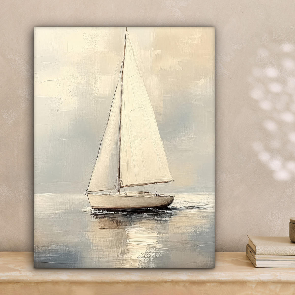 LEINWANDBILD Segelschiff - Meer - Bewölkt Room Decor 30x40 cm - Creme, Textil (30/40cm) - MuchoWow