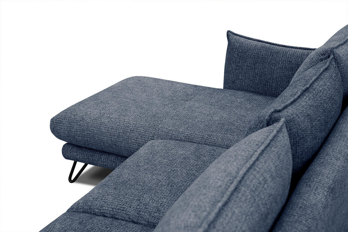 ECKSOFA HOSTEN 4-Sitzer, dunkelblau - Schwarz/Dunkelblau, Holzwerkstoff/Textil (158/269cm) - Courtois Laville