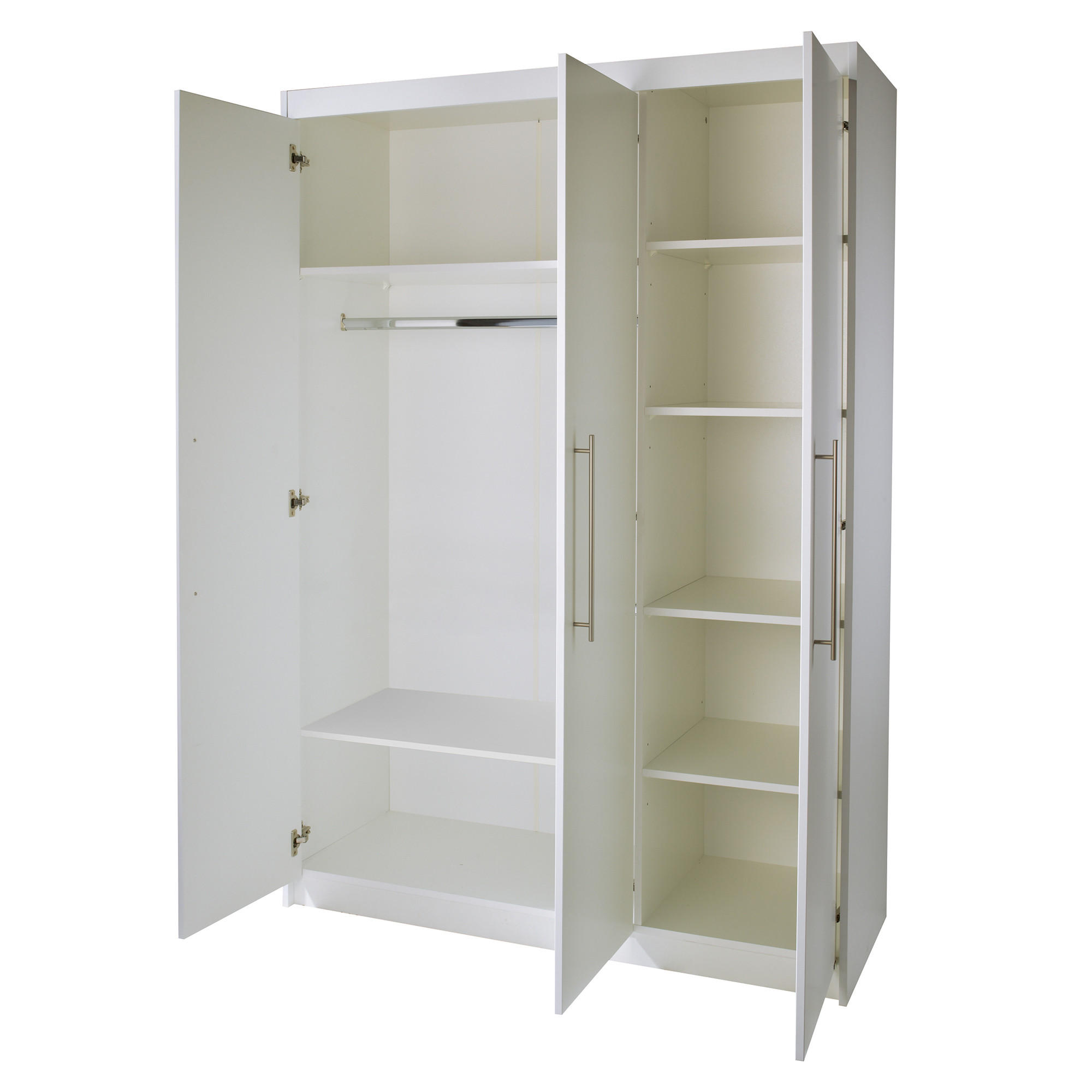 KLEIDERSCHRANK Maren - Weiß, Holzwerkstoff/Metall (131/190/52cm) - Roba