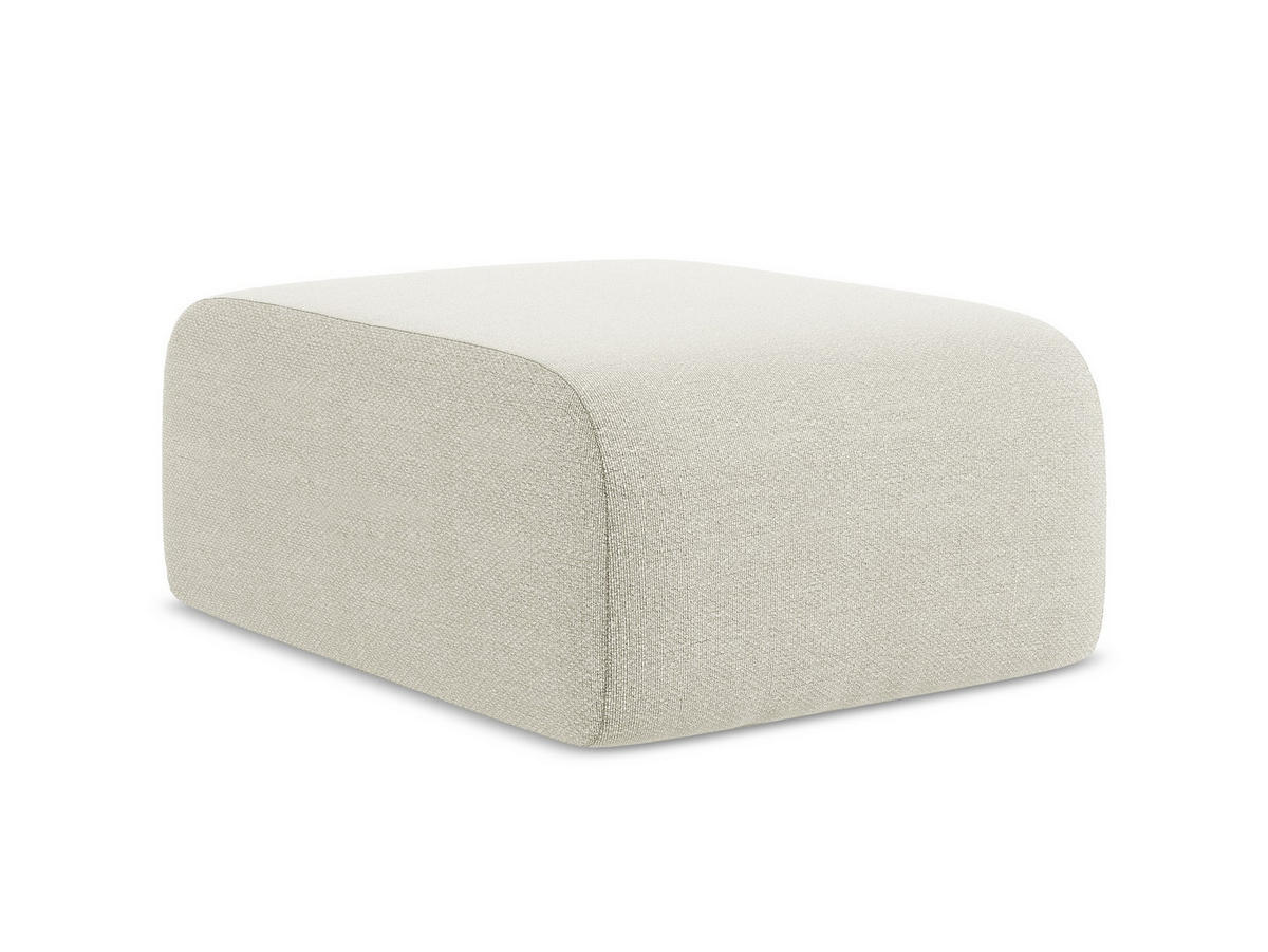 POUF Bouclé Stoff Beige - Sandfarben/Schwarz, Holzwerkstoff/Kunststoff (72/42/94cm) - Makamii