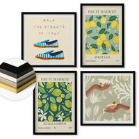 WANDBILDER 4er-Set - 50x50 cm & 40x60 cm Schwarzer Rahmen - Italienische Poster mit Fruchtmotiven - Schwarz, Kunststoff (50/50cm) - ArtPrintCave
