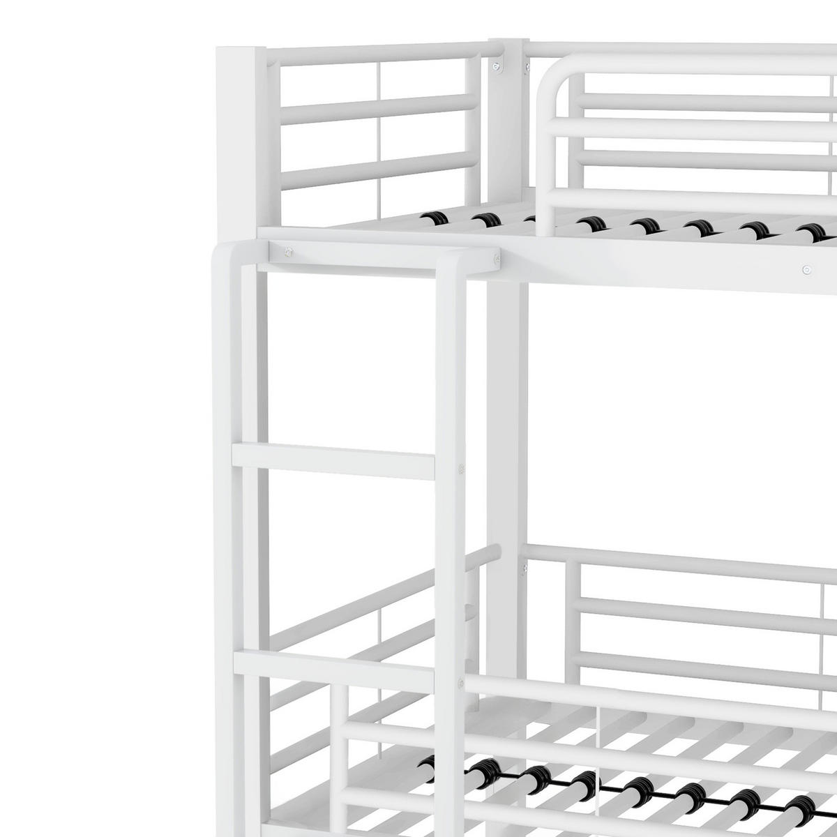 ETAGENBETT 90/200 cm Dreifachstockbett mit Sicherheitsgeländern und Leiter, Weiß - Weiß, Metall (90/200cm) - Redom