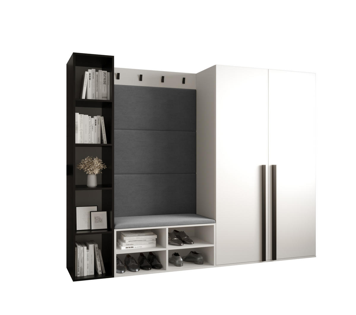 GARDEROBEN-SET 214/184/42 - Schwarz/Weiß, Holz/Kunststoff (214/184/42cm) - MÖBEL KRYSPOL