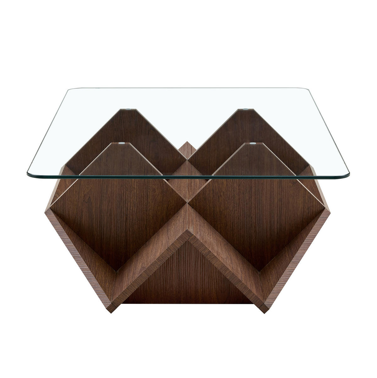 COUCHTISCH 103/63/33 cm mit Glasplatte, offenen Ablagefächern und MDF-Gestell in Walnussoptik, Walnuss - Walnussfarben, Holzwerkstoff (103/63/33.5cm) - Redom