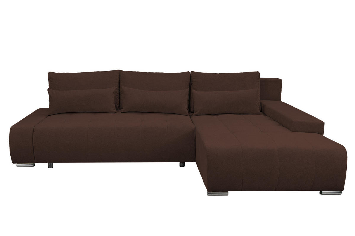ECKSOFA Bloom mit Bettkasten und Schlaffunktion L-Form - Braun, Textil (267/185cm)