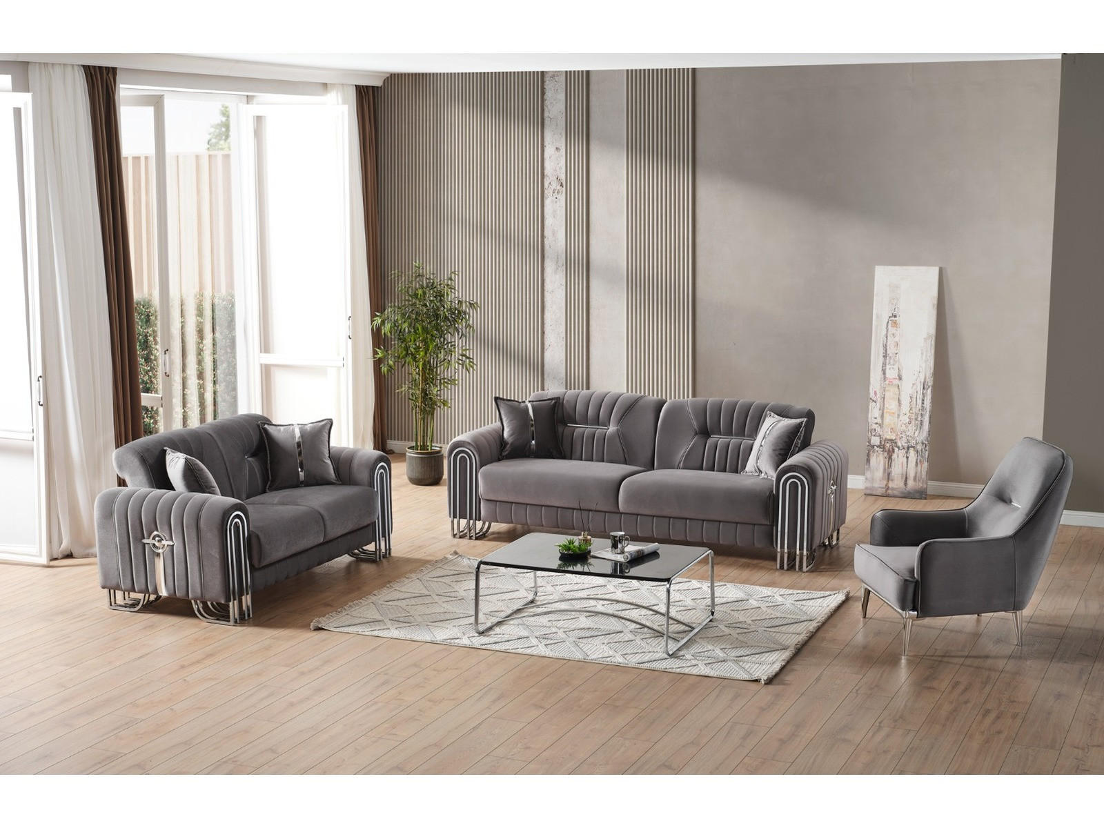 XXXLutz Sitzgarnitur Grau 240x87x98 cm