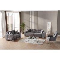 SITZGARNITUR Bogota, Grau Stellvariante 3+3+1 - Grau, Holzwerkstoff/Metall (240/87/98cm)