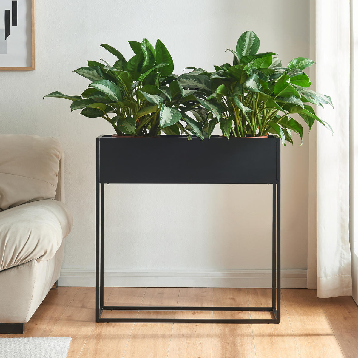 BLUMENSTÄNDER Joensuu - Schwarz, Metall (80/80/25cm) - [en.casa]