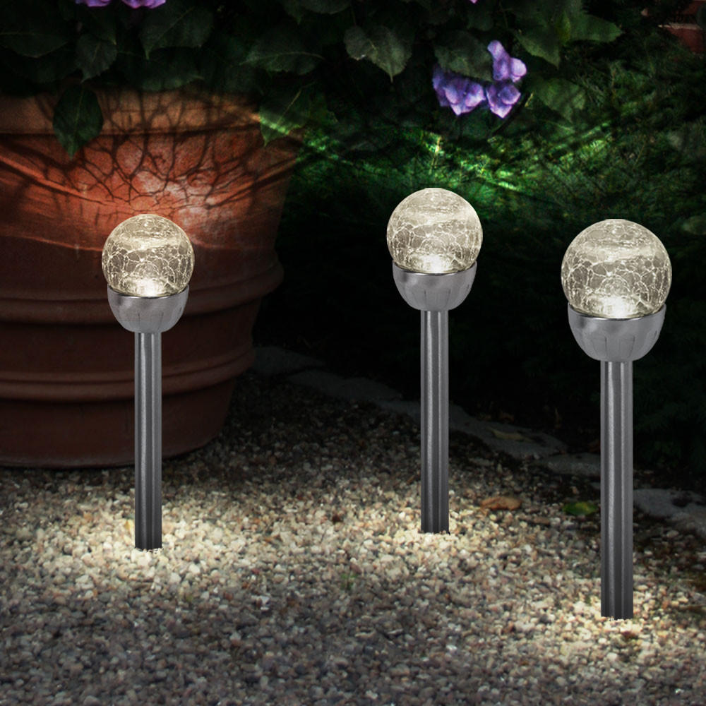 LED AUSSENLEUCHTE Edelstahl Silber 3er Set - Silberfarben, Metall (6/6/24.5cm)