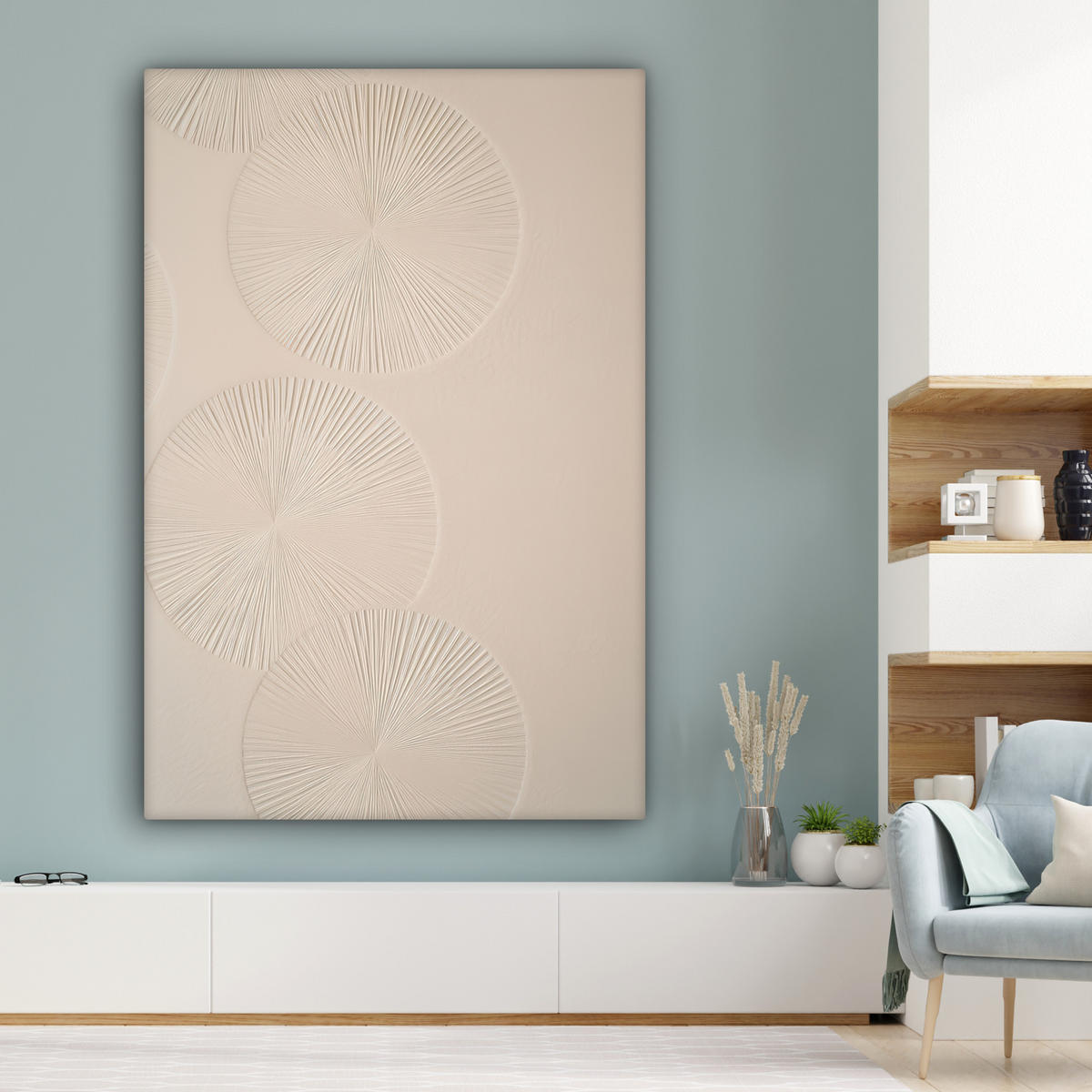 LEINWANDBILD Japandi - Beige - Modern Deko Groß 90x140 cm - Ecru, Textil (90/140cm) - MuchoWow