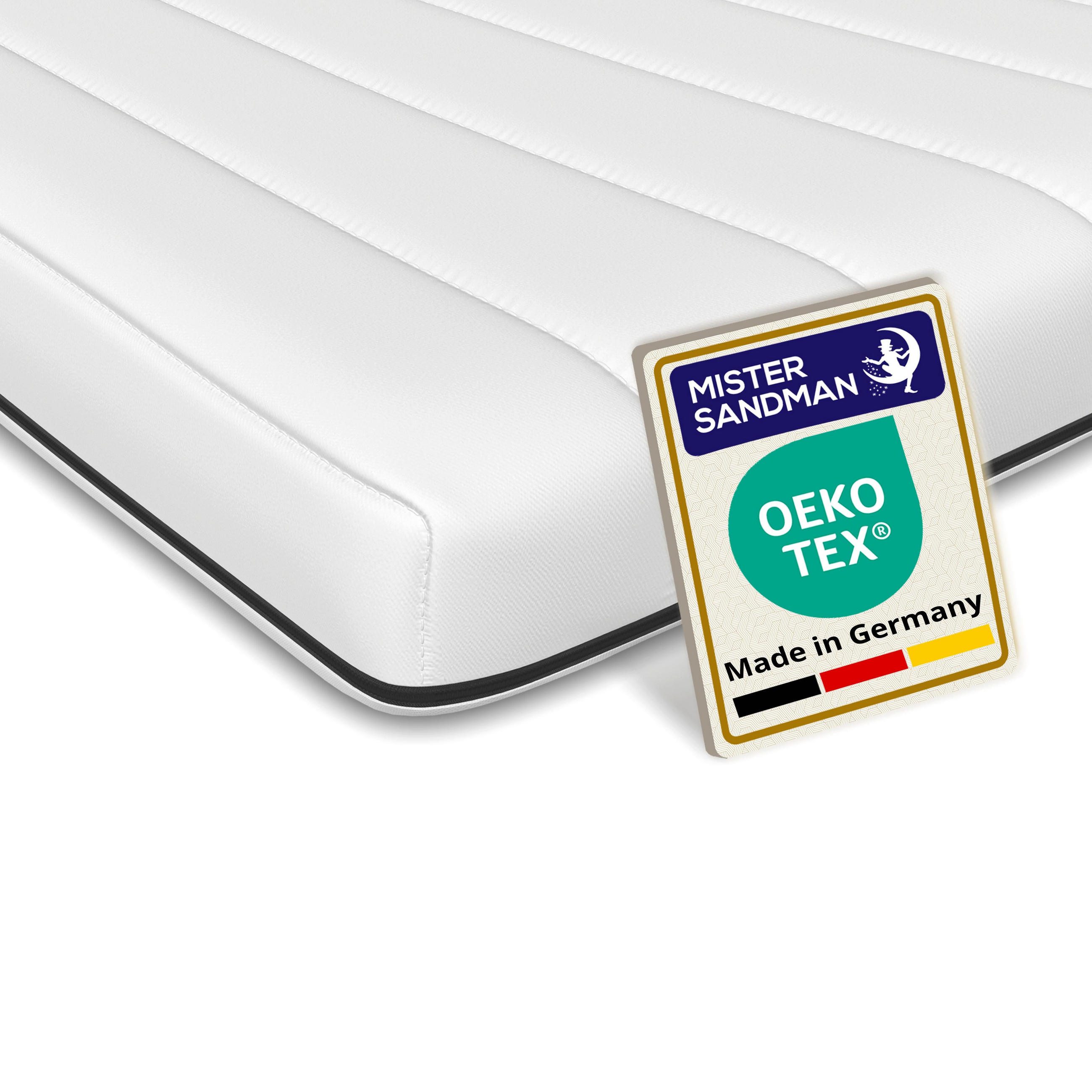 KALTSCHAUM-TOPPER 120x200 - Premium 10 cm Höhe - H2 - extra komfortabel - waschbar und für Allergiker geeignet - Weiß, Textil (120/200cm) - Mister Sandman