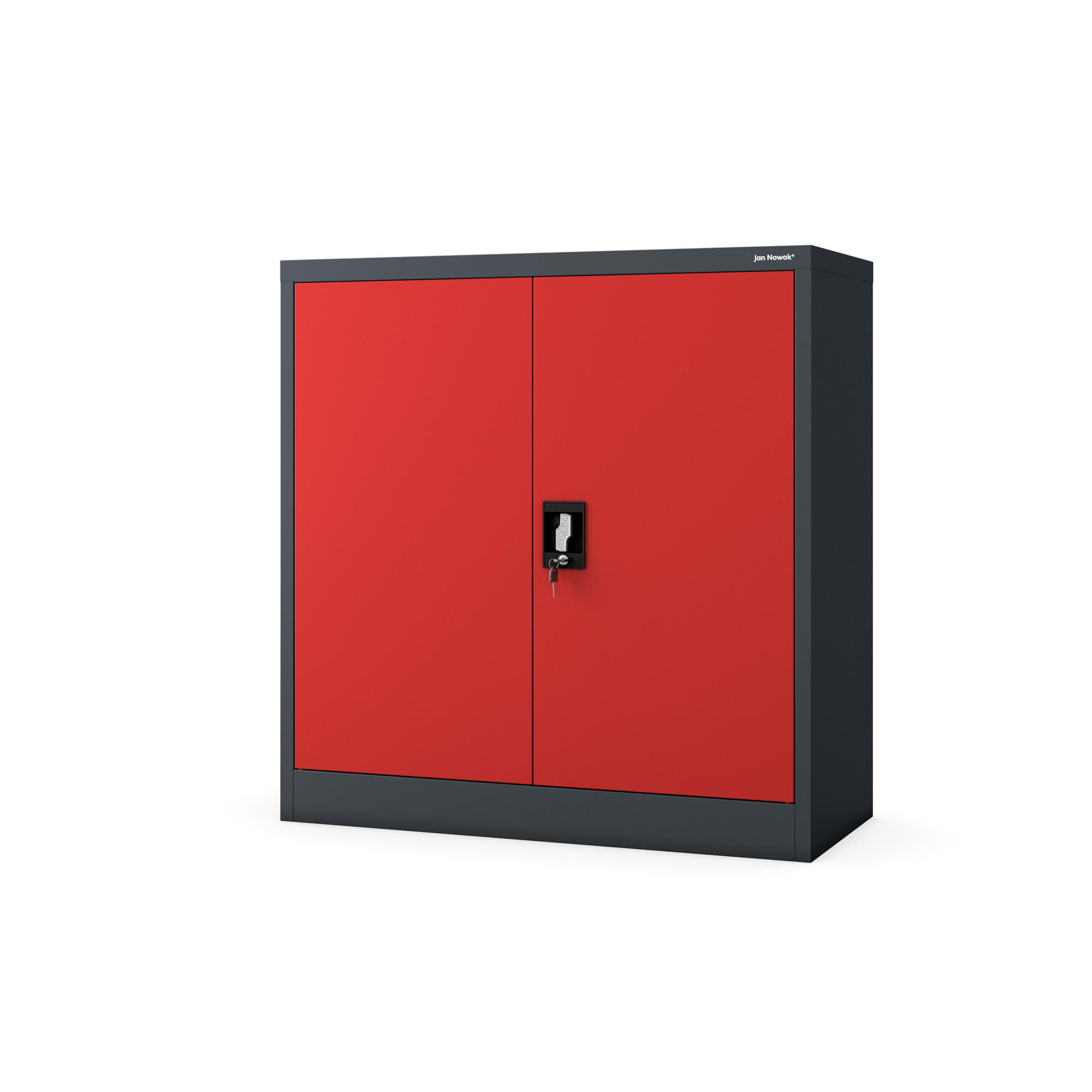 METALLSCHRANK Beata - Anthrazit/Rot, Metall (90/93/40cm) - Jan Nowak