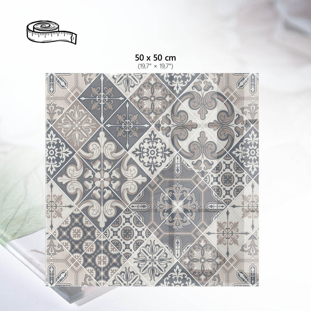 TISCHPLATTE 50x50 cm – Ein raffiniertes Mosaik - Braun, Glas (50/50/0.4cm) - Wallfluent
