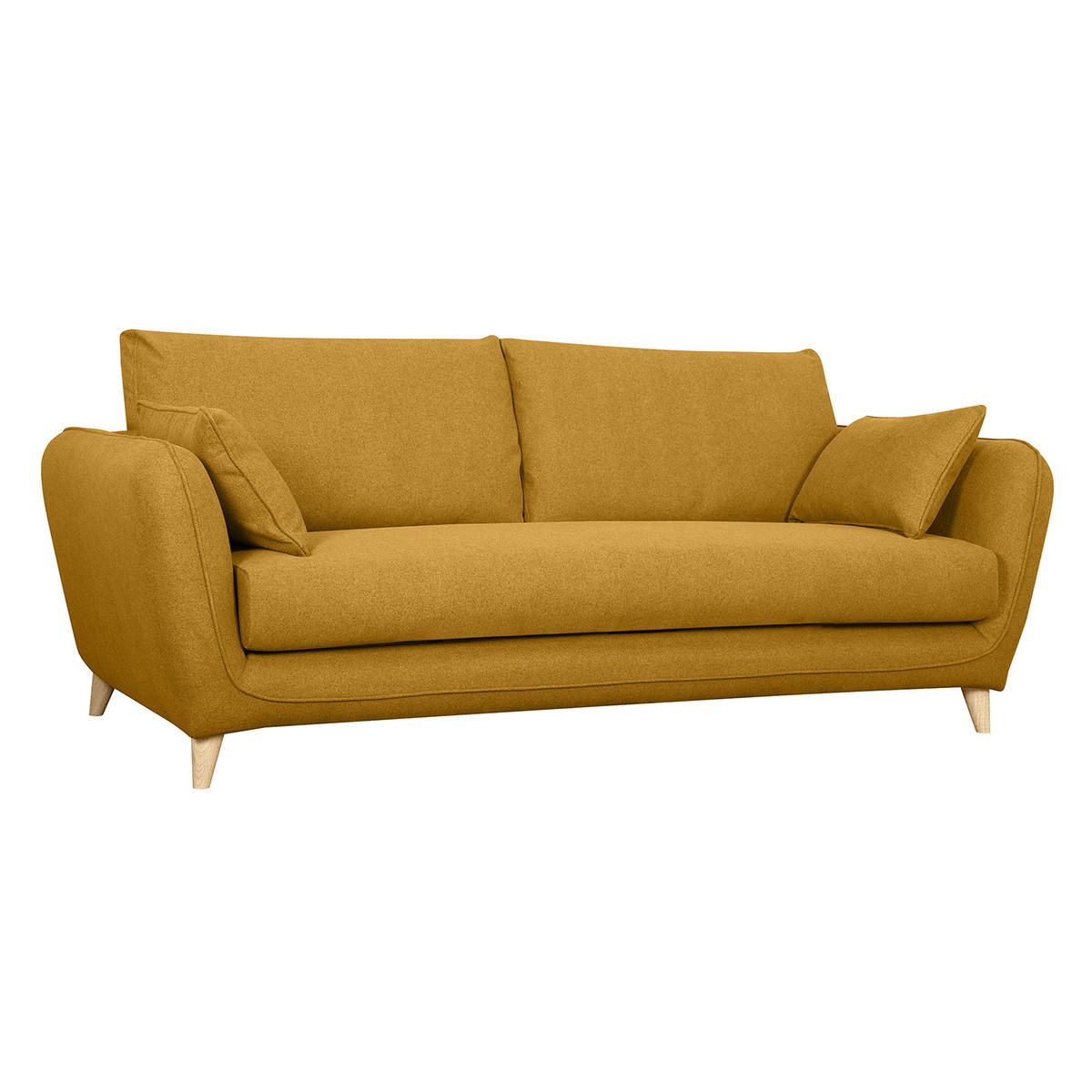 SCHLAFCOUCH Skandinavisch Kumingelb Matratze 10cm 3-Sitzer CREEP - Gelb, Textil (103/81/201cm) - Miliboo