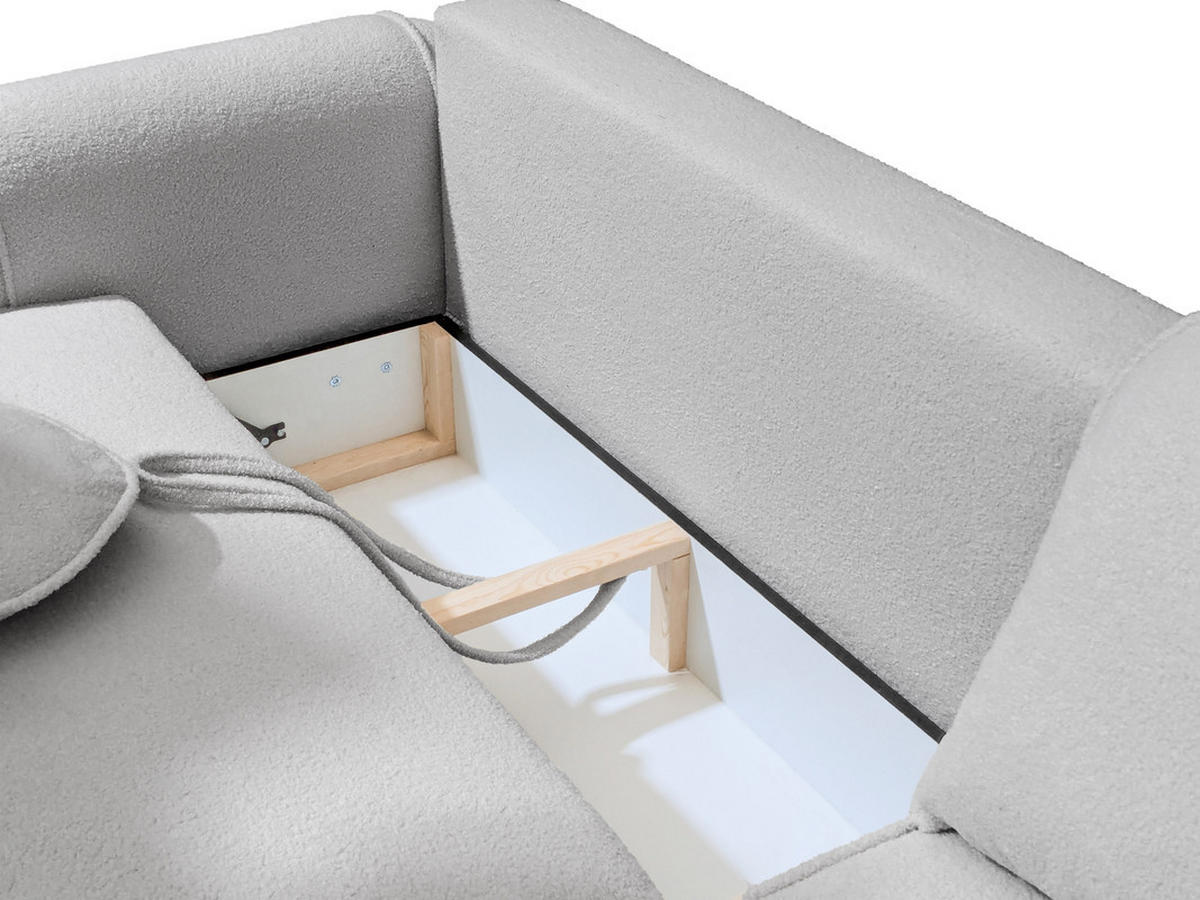 ECKSOFA SIGMA mit Schlaffunktion und Bettkasten, Stoff Hellgrau - Hellgrau, Textil (280/178cm) - Idohome