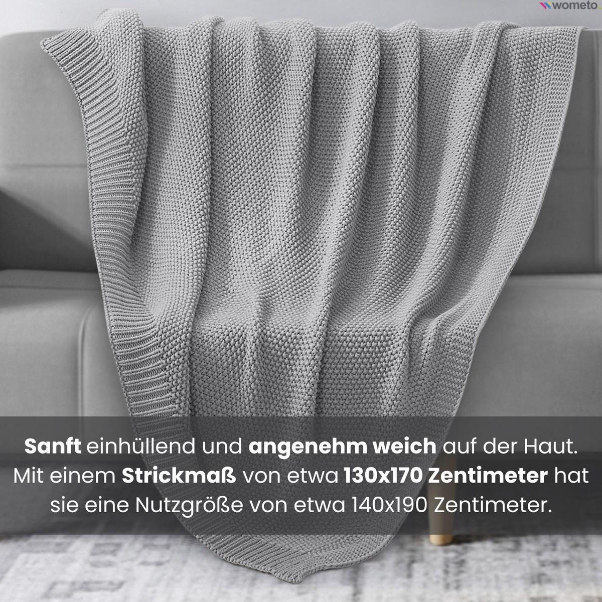 STRICKDECKE grau 140/190 cm - Grau, Textil (140/190cm) - wometo