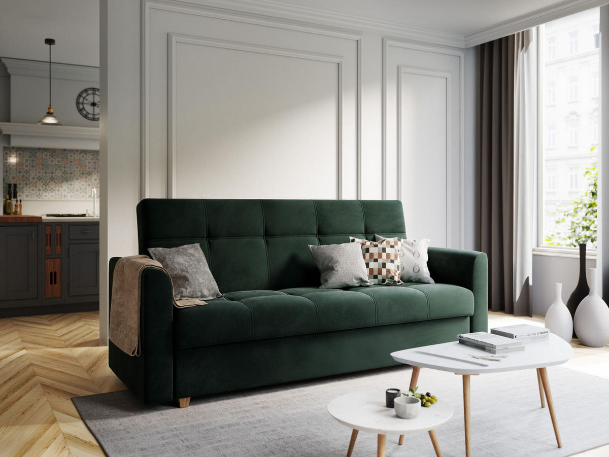 SOFA LENTO mit Schlaffunktion ITAKA 27 mit Stauraum - Grau, Textil (87/95/216cm) - Bedante