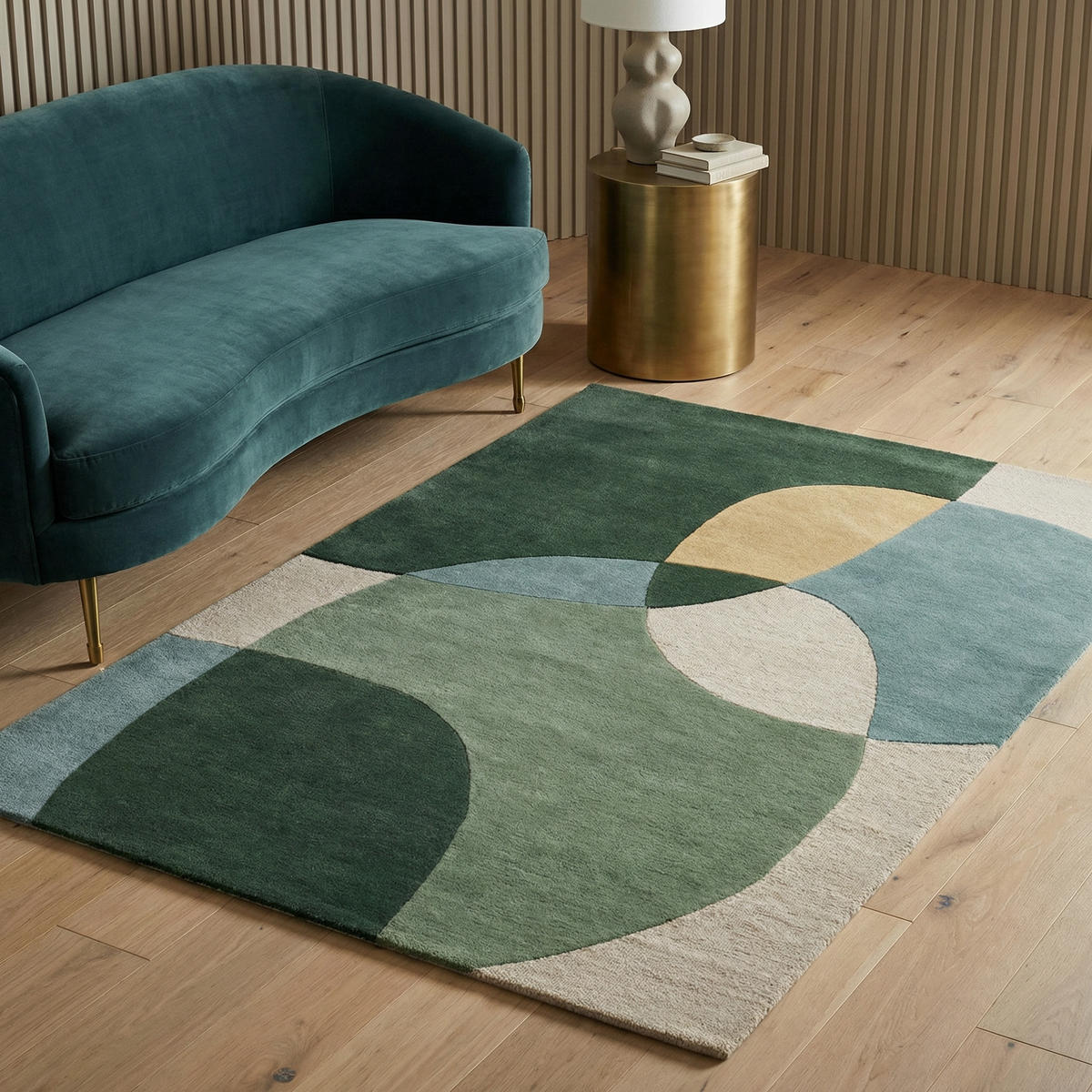 WOLLTEPPICH Abstrakt-Design mit farbakzente AIRE - Grün, Textil (200/290cm) - KADIMA DESIGN