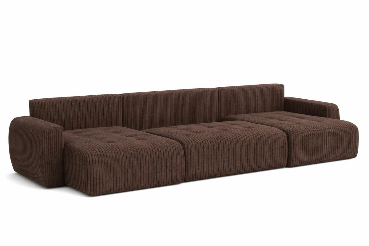 ECKSOFA Mit Schlaffunktion Und Bettkasten U-Form Ivo U, Cordstoff Poso, Braun - Braun, Holz (342/142cm) - Kaiser Möbel
