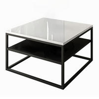 COUCHTISCH NOVA mit Ablage Schwarz / Weiß hochglanz - Schwarz/Weiß, Holzwerkstoff (69/69/48cm) - Lookway