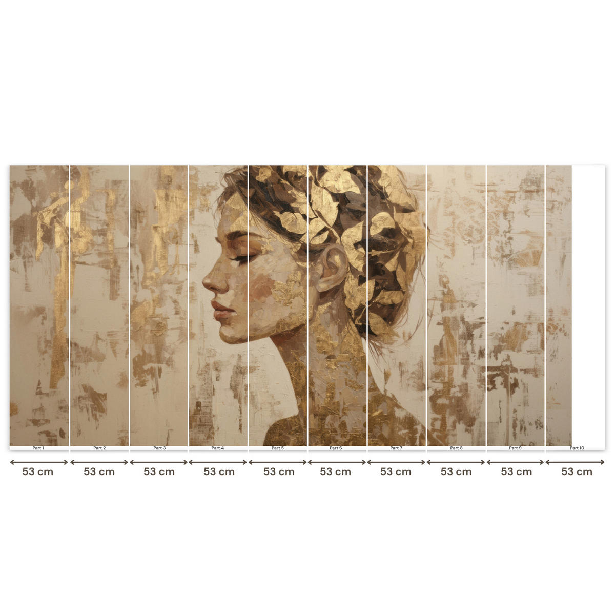 TAPETE - Frau - Gold - Abstrakt - Textur - 500x260 cm - Goldfarben, Papier (500/260cm) - OnlyWow