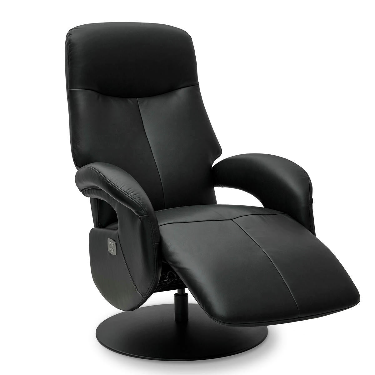 RELAXSESSEL Echtleder Schwarz - Schwarz, Leder/Metall (79/115/85cm) - Furnhouse