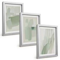 BILDER SET 3er Set - 20x30 cm Silberner Rahmen - Abstrakte Aquarellmuster - Silberfarben, Kunststoff (20/30cm) - TULUP