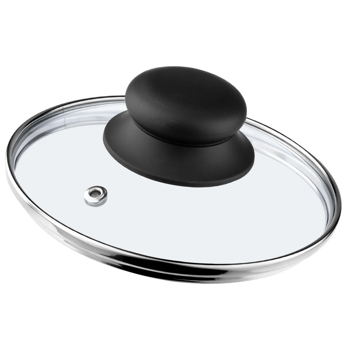 DECKEL mit Schwarz Silikongriff, 16 cm - Transparent, Glas (16cm) - KADAX