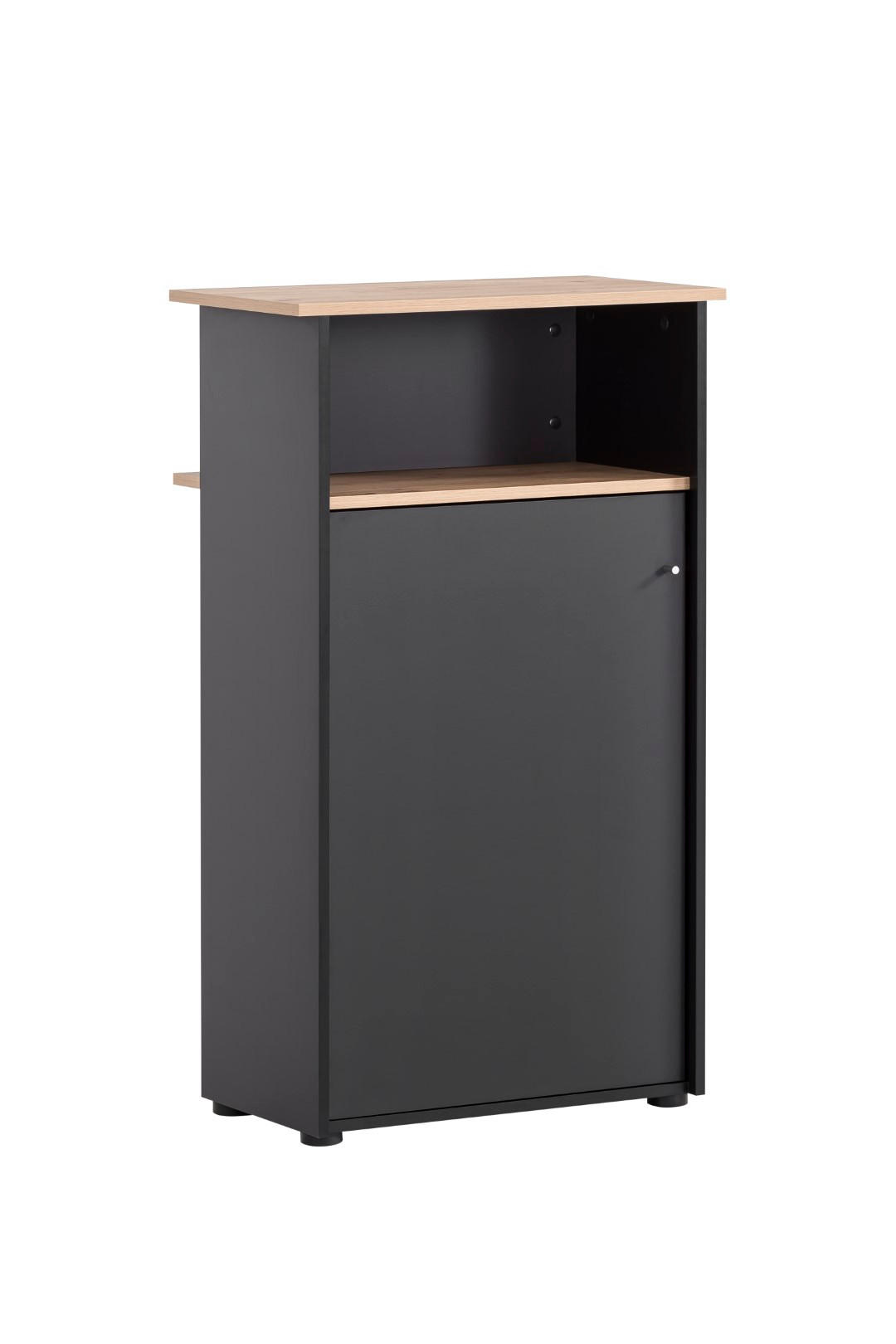 EMPFANGSTHEKE Coyote 111x66x44 cm 3 Fächern & 1 Flügeltür Eiche/Schwarz - Schwarz, Holz (66/111/44cm) - PROREGAL