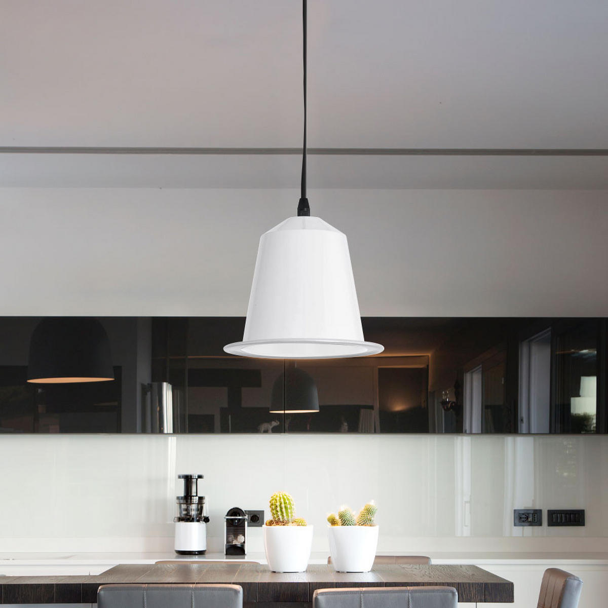 LED HÄNGELEUCHTE Ginosa Stahl Weiß 3er Set - Weiß, Metall (17.5/17.5/110cm)